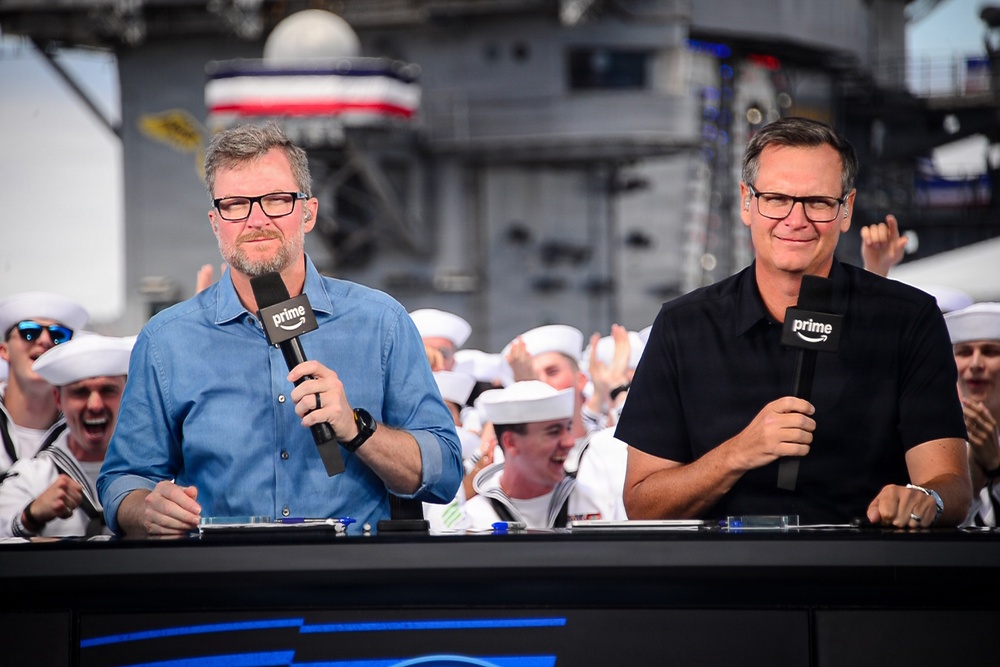 USS Carl Vinson (CVN 70) participates in NASCAR live broadcast