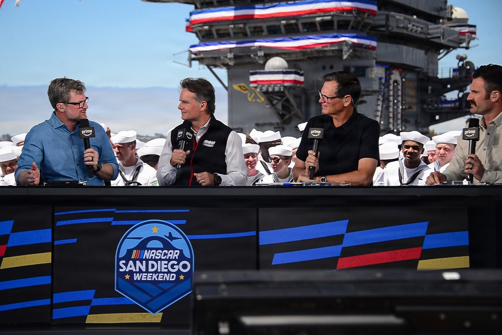 USS Carl Vinson (CVN 70) participates in NASCAR live broadcast