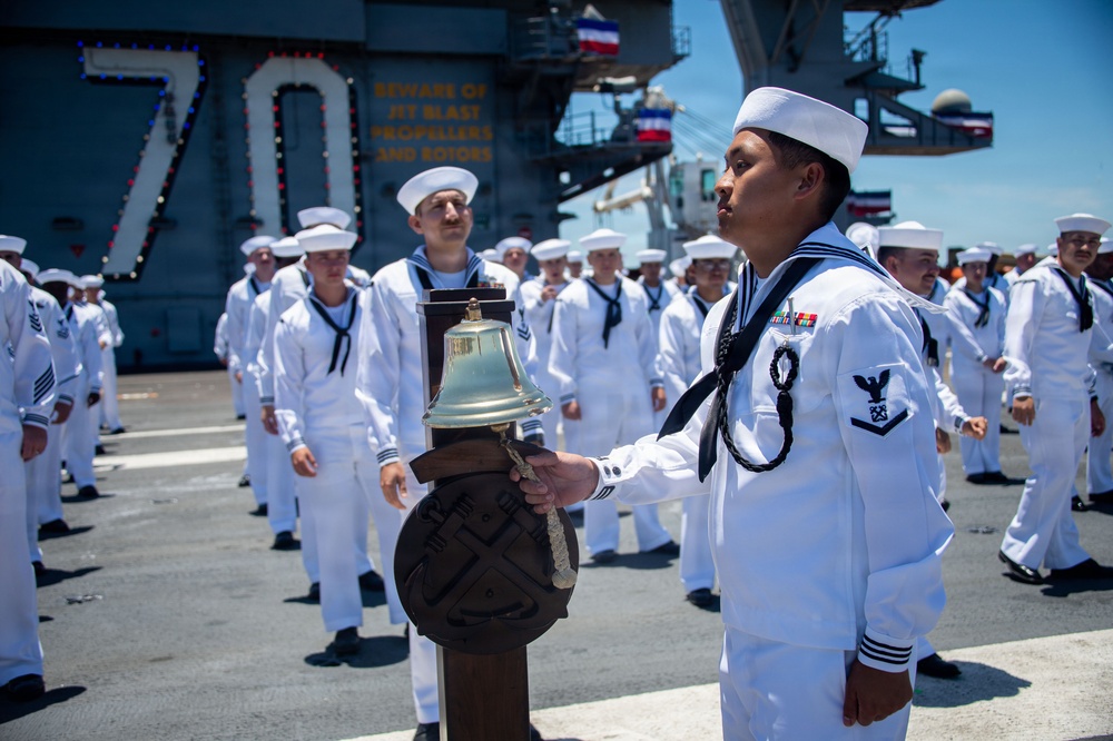 USS Carl Vinson (CVN 70) participates in NASCAR live broadcast