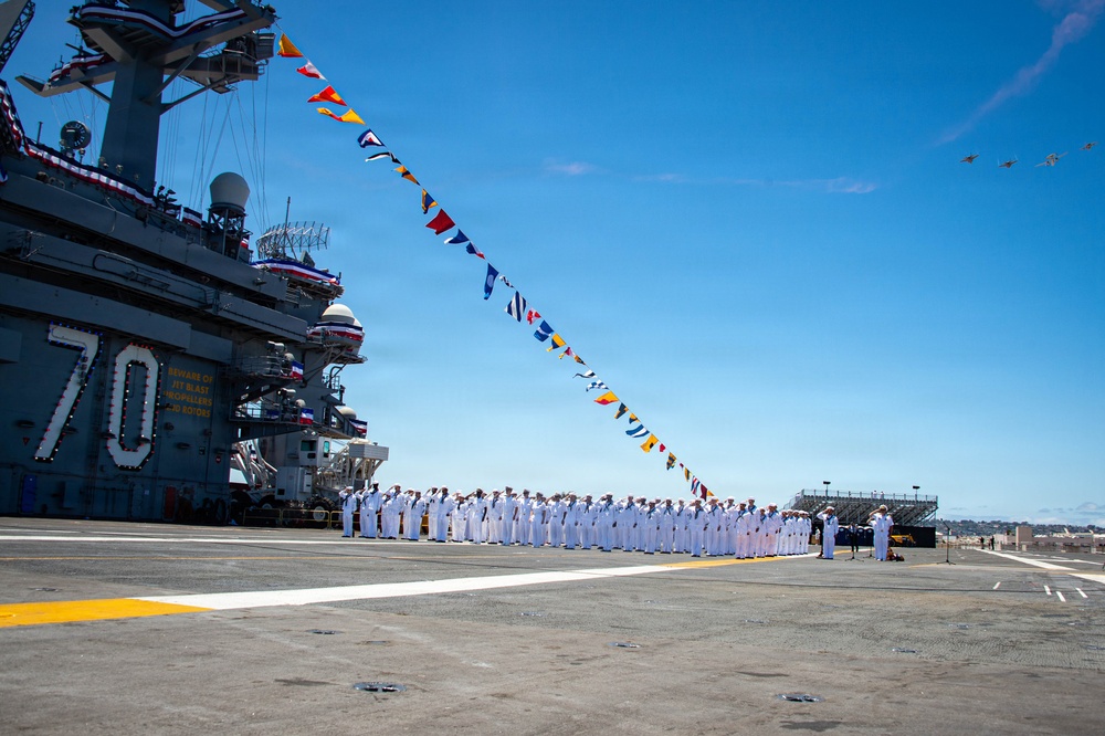 USS Carl Vinson (CVN 70) participates in NASCAR live broadcast
