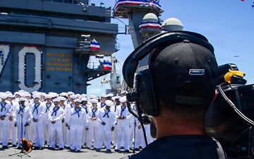 USS Carl Vinson (CVN 70) participates in NASCAR live broadcast