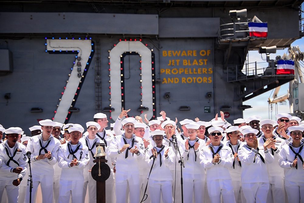 USS Carl Vinson (CVN 70) participates in NASCAR live broadcast