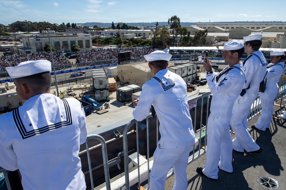 USS Carl Vinson Sailors watch NASCAR Cup Series: Anduril 250 Race the Base