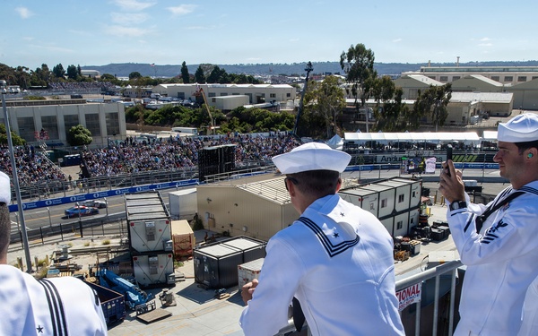 USS Carl Vinson Sailors watch NASCAR Cup Series: Anduril 250 Race the Base