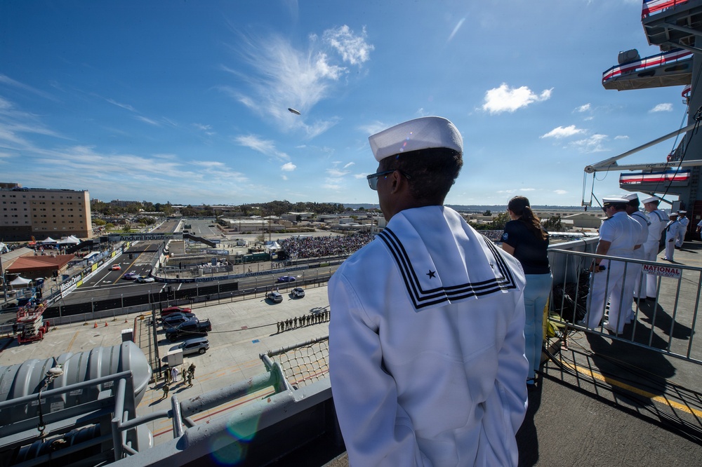 USS Carl Vinson Sailors watch NASCAR Cup Series: Anduril 250 Race the Base