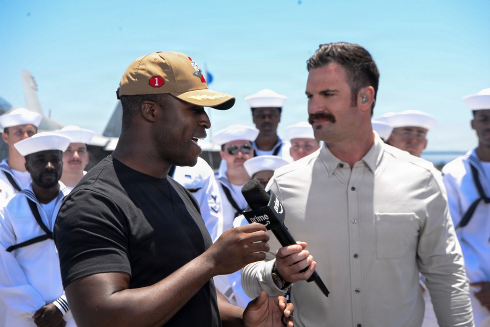 USS Carl Vinson (CVN 70) participates in NASCAR live broadcast