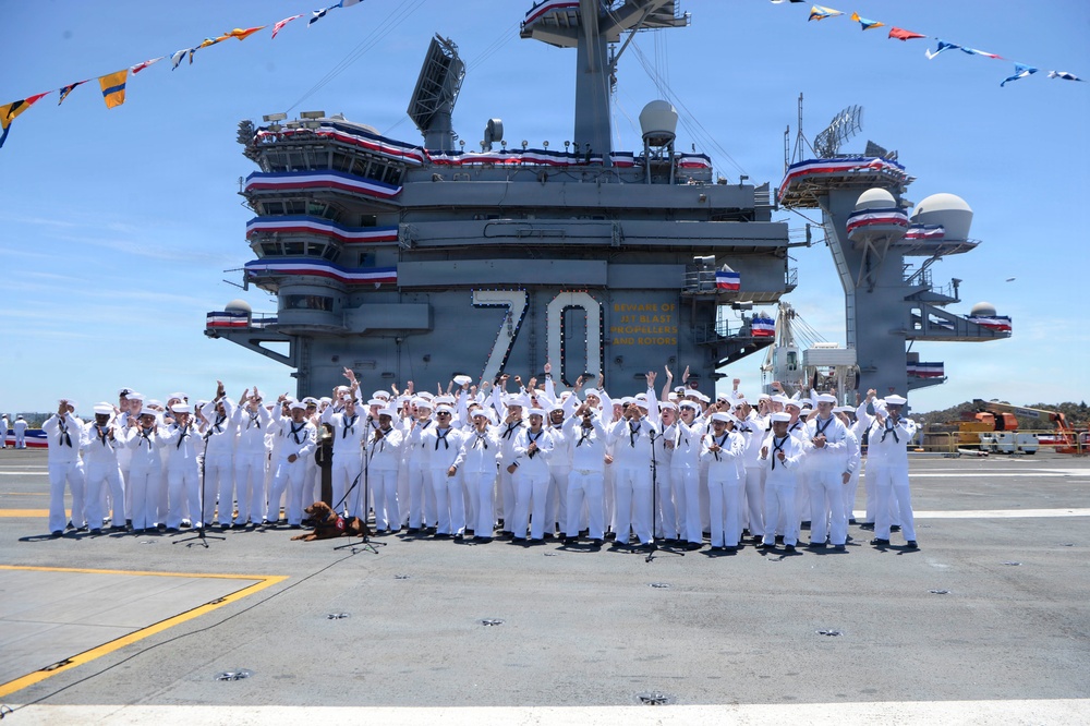 USS Carl Vinson (CVN 70) participates in NASCAR live broadcast