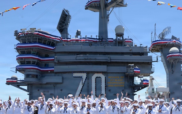 USS Carl Vinson (CVN 70) participates in NASCAR live broadcast