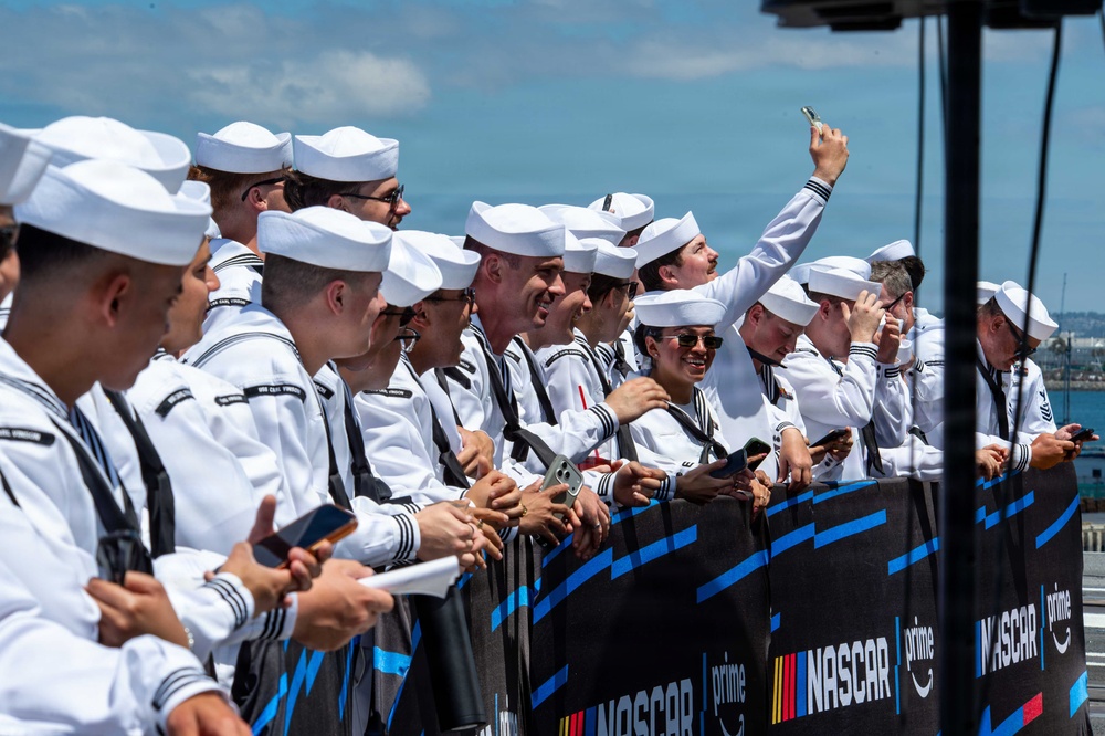 USS Carl Vinson (CVN 70) participates in NASCAR live broadcast