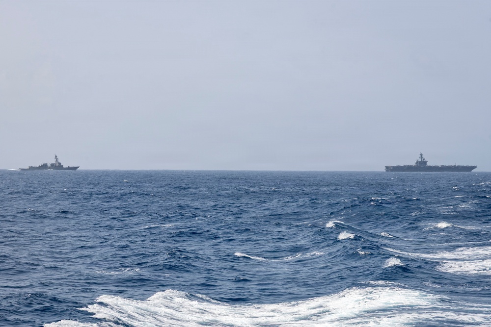 Nimitz-class aircraft carrier USS Abraham Lincoln (CVN 72) Conducts a Replenishment-at-Sea