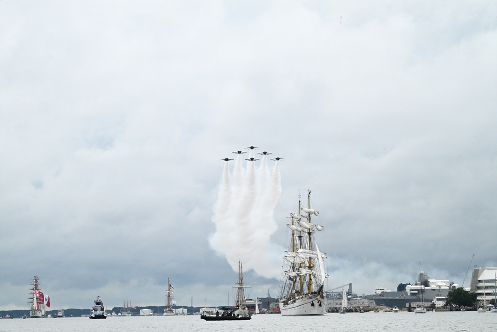 Coast Guard Cutter Eagle leads Sail250 Virginia Parade of Sail