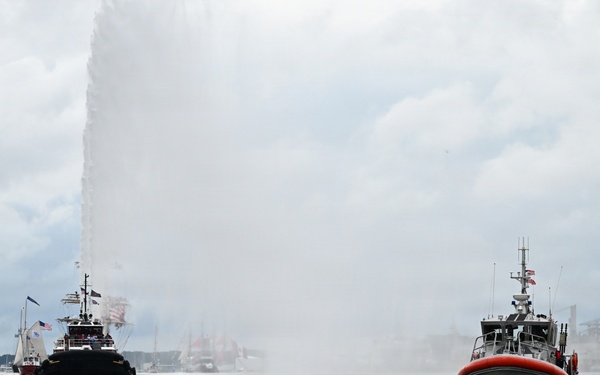 Coast Guard Cutter Eagle leads Sail250 Virginia Parade of Sail