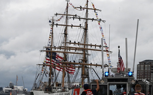 Coast Guard Cutter Eagle leads Sail250 Virginia Parade of Sail