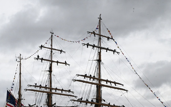 Coast Guard Cutter Eagle leads Sail250 Virginia Parade of Sail