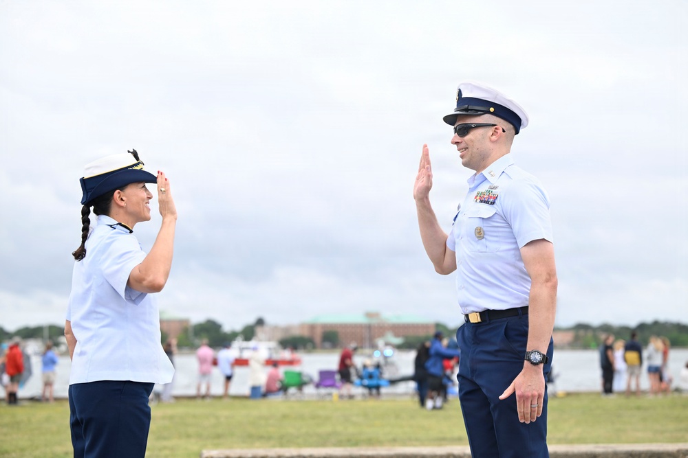Coast Guard conducts reenlistment during Sail250 Virginia parade of sail opening ceremony