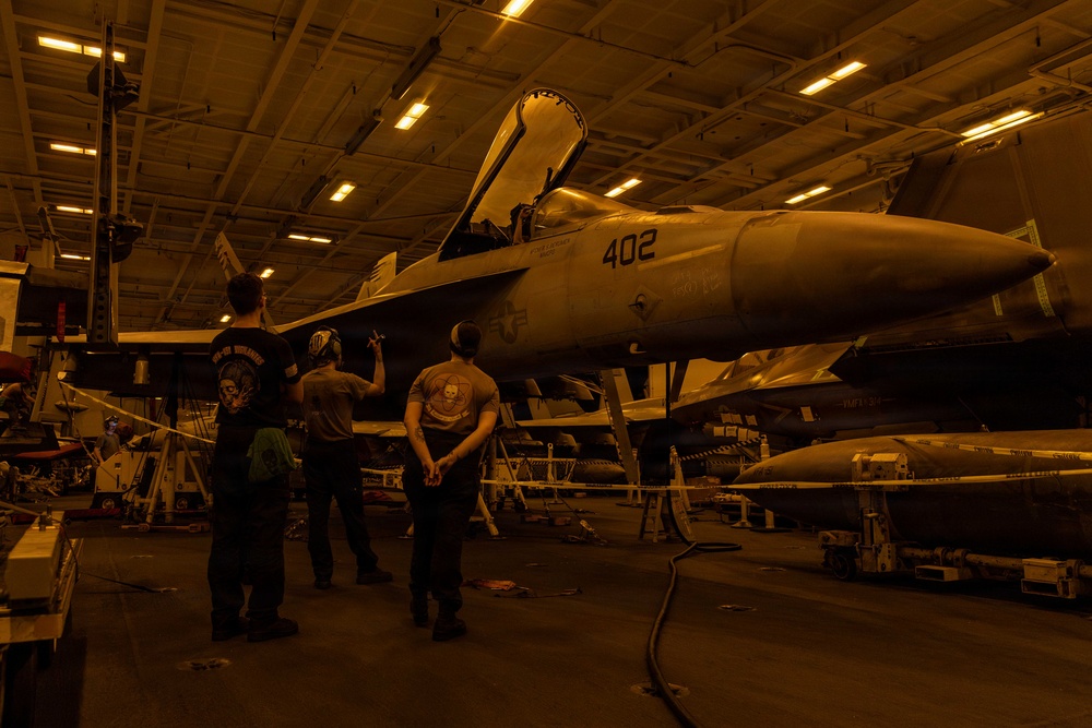 Abraham Lincoln Sailors Conduct Hangar Bay Operations