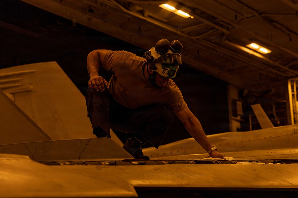 Abraham Lincoln Sailors Conduct Hangar Bay Operations