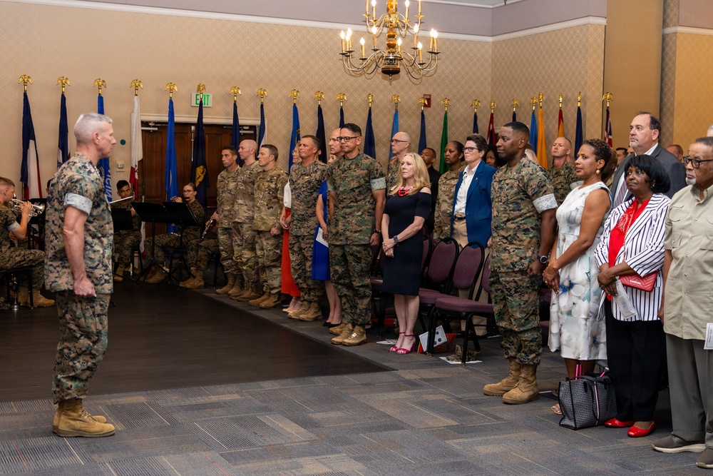 The Commandant, Gen. Eric M. Smith attends the MARFORCYBER, MARFORSPACE, and MCIC Change of Command