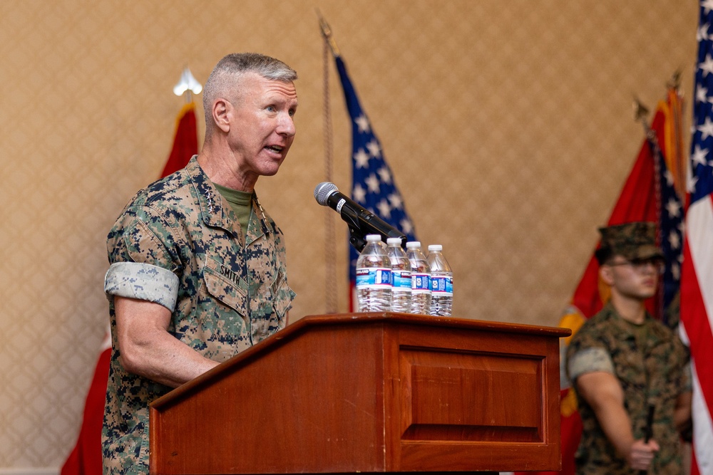The Commandant, Gen. Eric M. Smith attends the MARFORCYBER, MARFORSPACE, and MCIC Change of Command