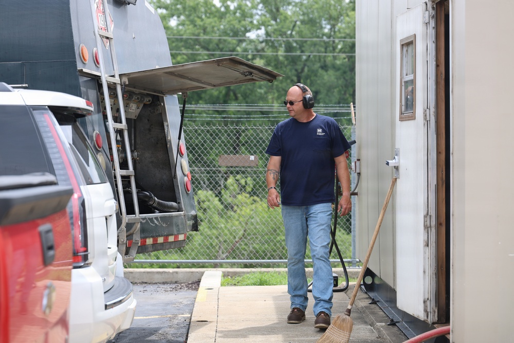 Lockport Lockmaster refuels generator after storms in the area
