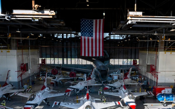 U..S. Air Force Thunderbirds in hanger