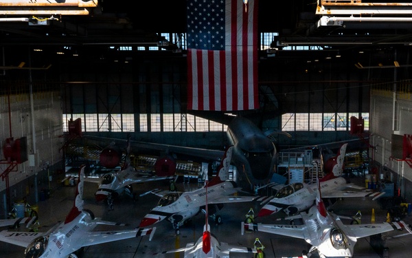 U..S. Air Force Thunderbirds in hanger