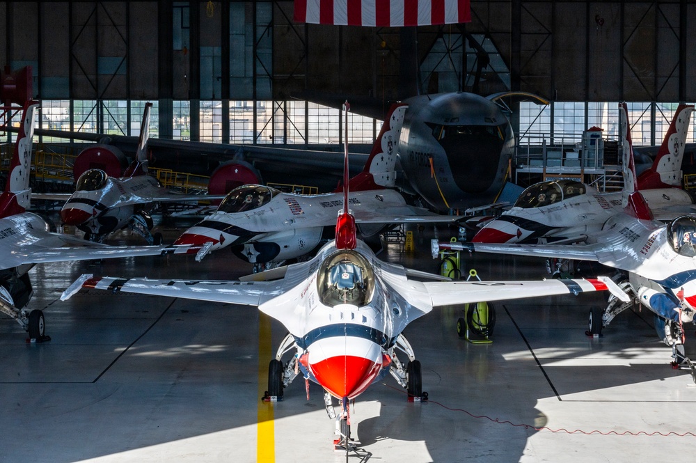 U..S. Air Force Thunderbirds in hanger