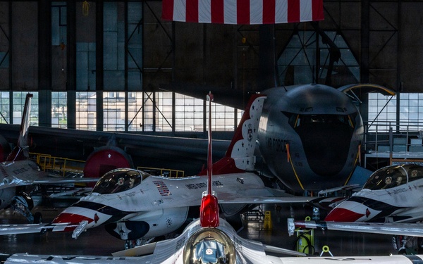 U..S. Air Force Thunderbirds in hanger