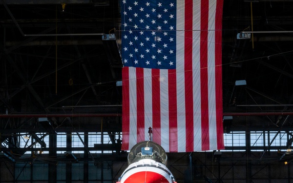U..S. Air Force Thunderbirds in hanger