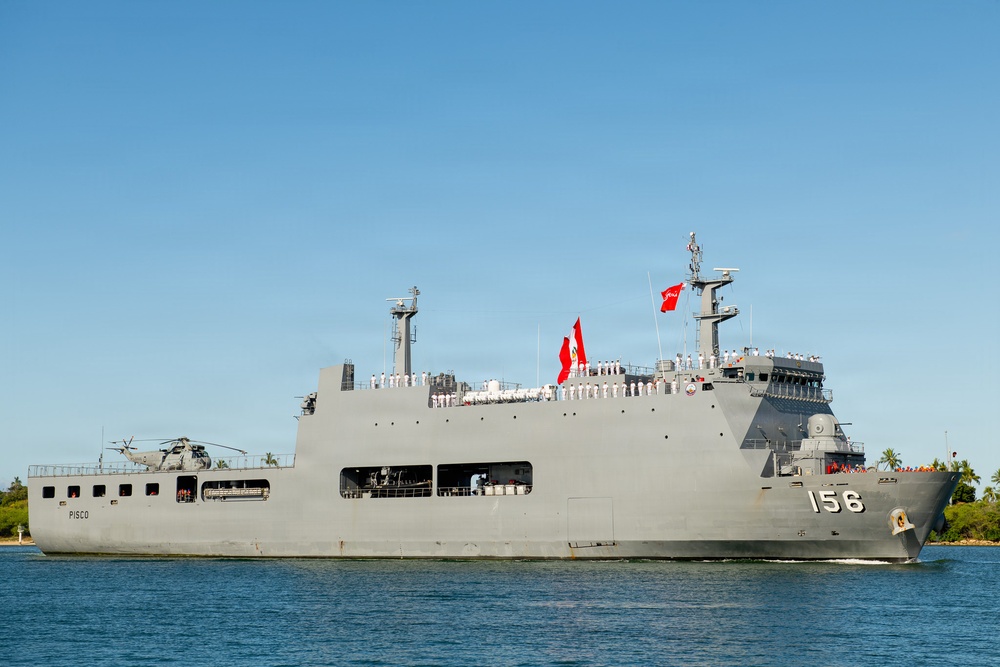 Buque Armada Peruana (BAP)  Makassar-class landing platform dock BAP Pisco (AMP 156) arrives at Joint Base Pearl Harbor-Hickam to participate in Exercise Rim of the Pacific (RIMPAC) 2026, June 22, 2026.