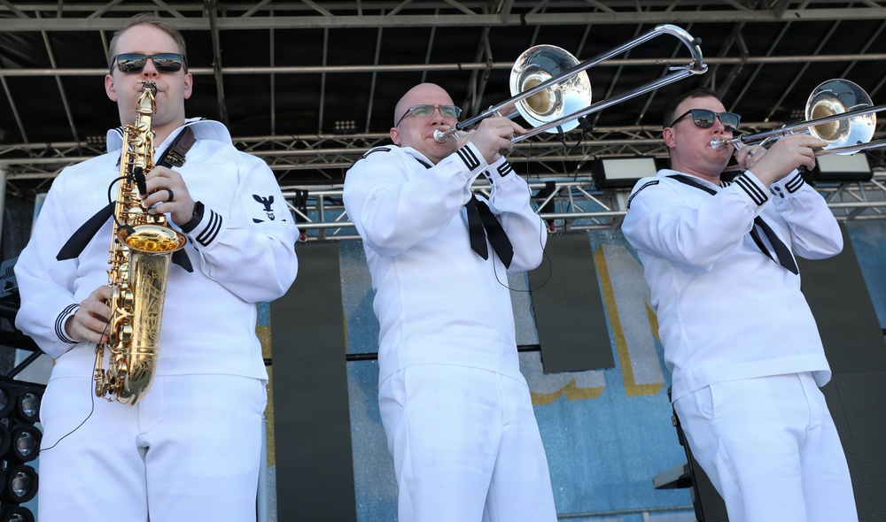 Navy Band Plays Baseball Village During Omaha Navy Week