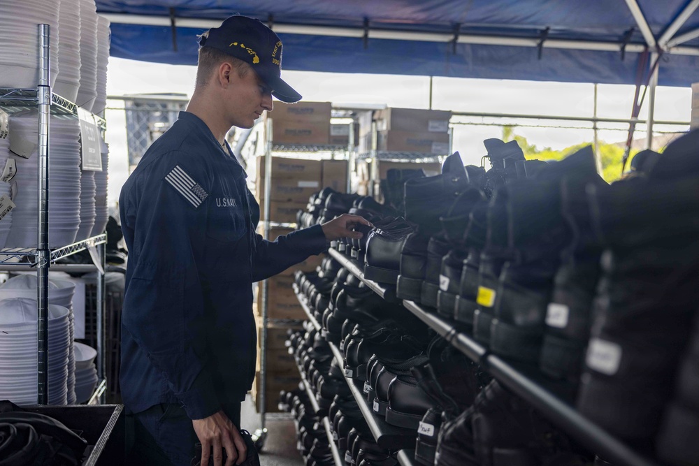 Sailors Shop for Uniforms and Gear at JBPHH Reclaimed Uniform Sale