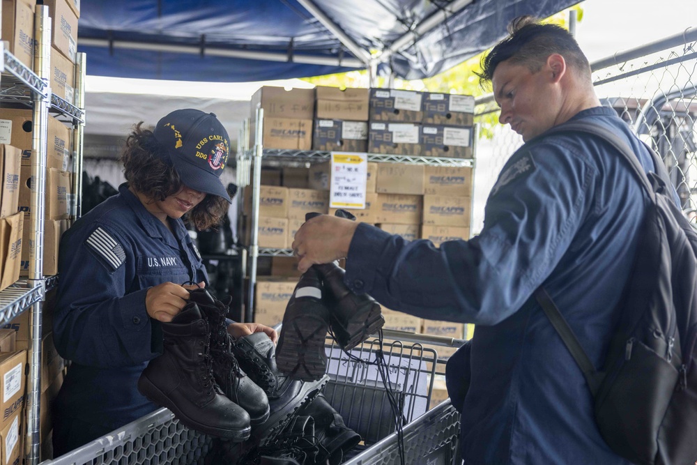 Sailors Shop for Uniforms and Gear at JBPHH Reclaimed Uniform Sale