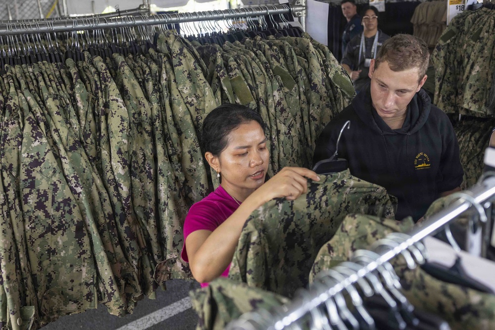 Sailors Shop for Uniforms and Gear at JBPHH Reclaimed Uniform Sale