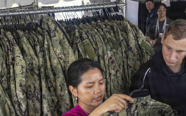 Sailors Shop for Uniforms and Gear at JBPHH Reclaimed Uniform Sale