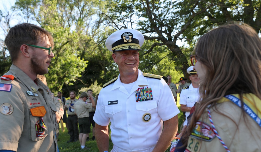 Adm Nowakowski Speaks to members of Scouting America during Navy Week Omaha