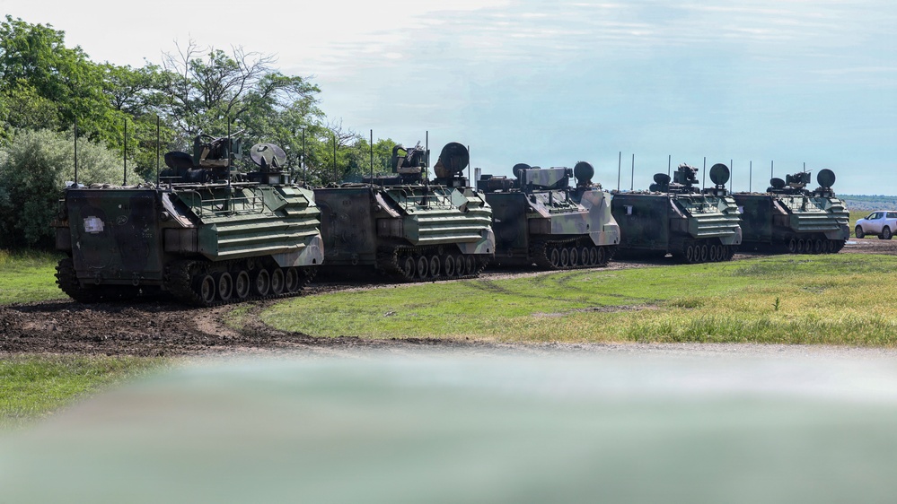 U.S. Marines and allied forces confuct live fire exercise during Sea Breeze 26 in Romania