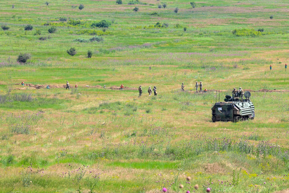 U.S. Marines and allied forces confuct live fire exercise during Sea Breeze 26 in Romania