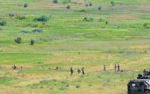 U.S. Marines and allied forces confuct live fire exercise during Sea Breeze 26 in Romania
