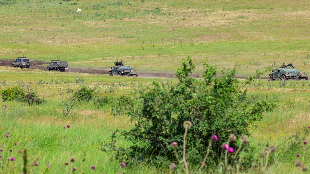 U.S. Marines and allied forces confuct live fire exercise during Sea Breeze 26 in Romania