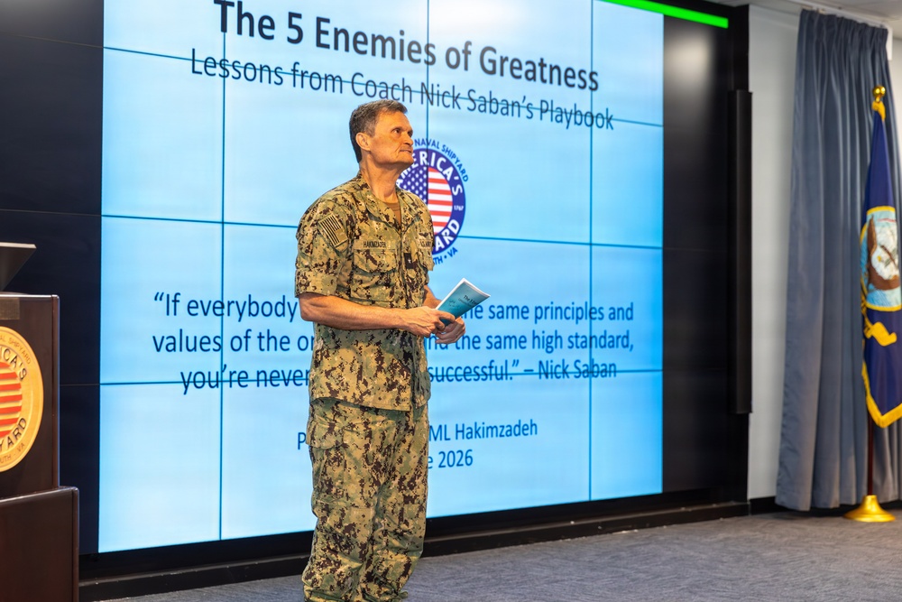 Shipyard Commander Rear Adm. Kavon Hakimzadeh Launches Leadership Insight Series at America’s Shipyard