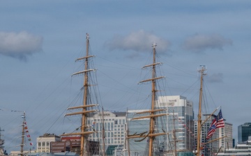 US Coast Guard Cutter Barque Eagle departs Sail250 Virginia