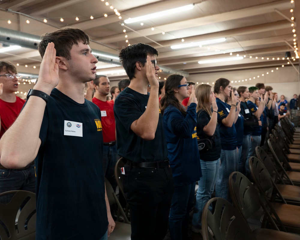 Future Sailors are recognized during an Our Community Salutes event