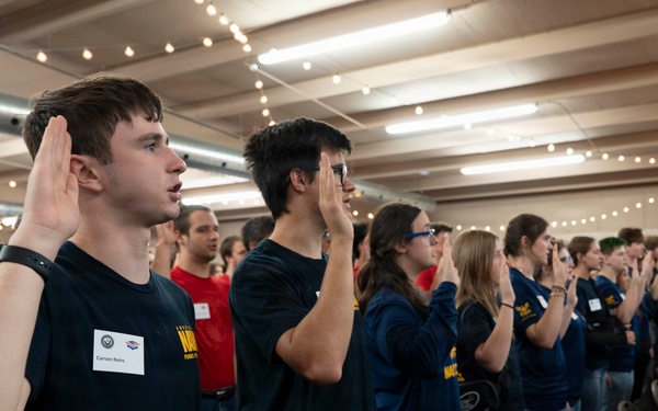 Future Sailors are recognized during an Our Community Salutes event