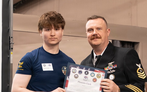 Future Sailors are recognized during an Our Community Salutes event