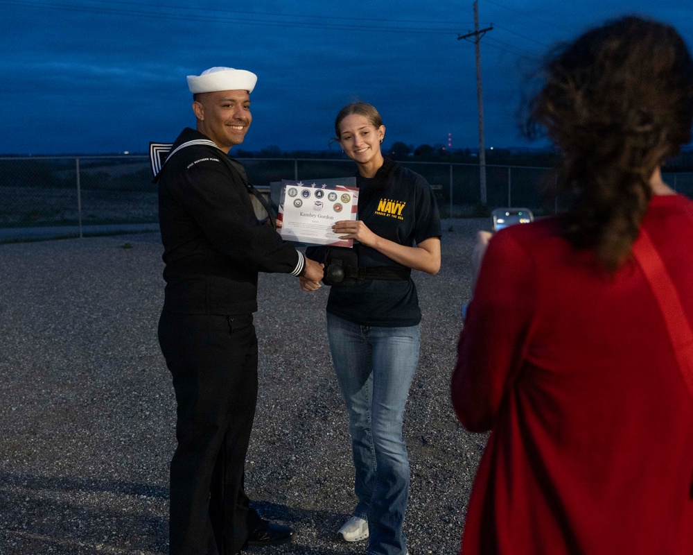 Future Sailors are recognized during an Our Community Salutes event