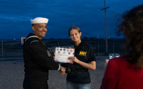 Future Sailors are recognized during an Our Community Salutes event
