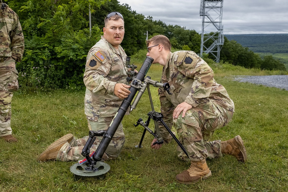1-112th Infantry conducts light infantry, mortar training.
