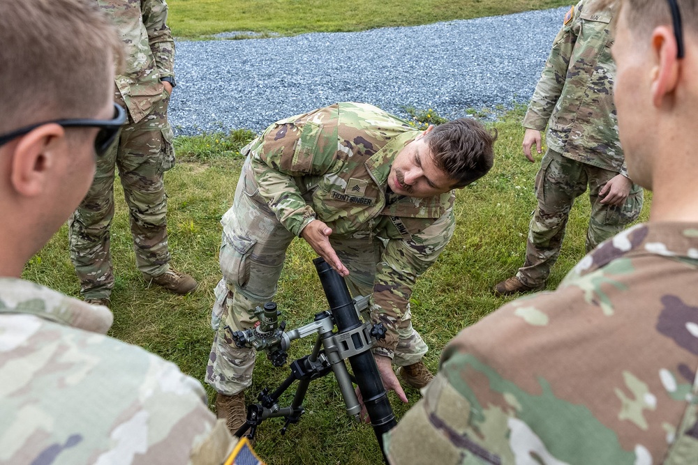1-112th Infantry conducts light infantry, mortar training.