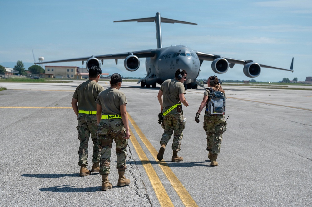 161st Air Refueling Wing Air Transportation Specialists Support Cargo Loading Mission at Aviano Air Base